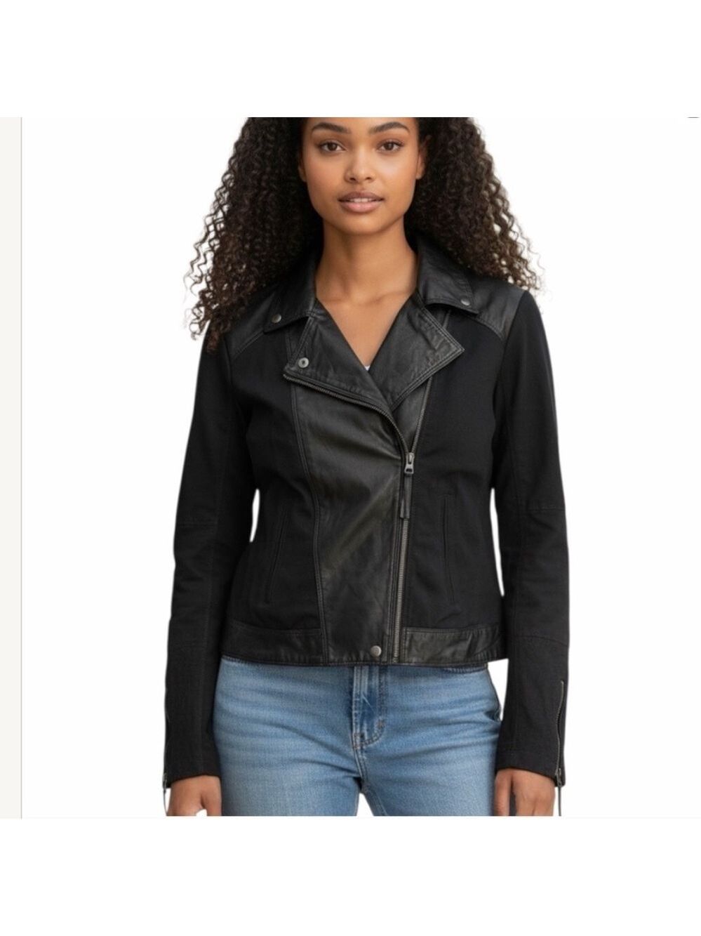Lucky Brand Leather Cotton Moto Jacket XS